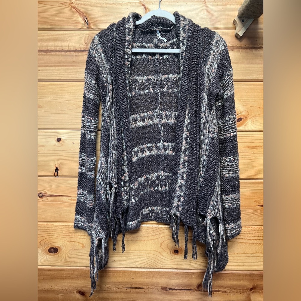 Free People Womens Brown Boho Striped Cardigan